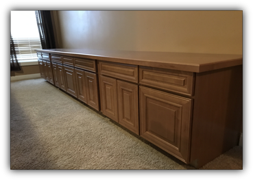 Counter top installation for the entertainment center.